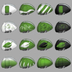 Colorisation en blanc, vert et noir d'un autre modèle de carrosserie provenant de la planche des 18 croquis
