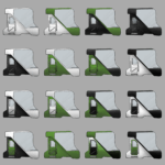 Colorisation en blanc, vert et noir d'un autre modèle de carrosserie provenant de la planche des 18 croquis